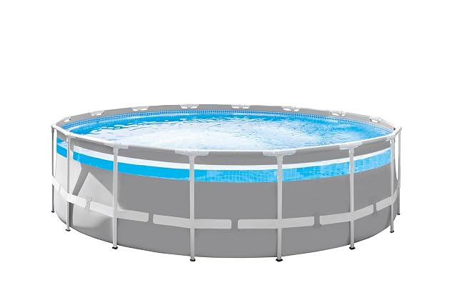 Großes rundes Steinbach-Frame-Pool-Set-Panorama mit einem klaren Sichtband rings um die Wand, 488 cm Durchmesser