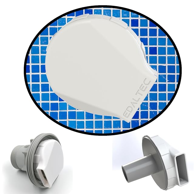 Weiße edaltec Pool-Einlaufdüse aus dem 3D-Drucker mit sehr flacher Bauform, für Intex- und Bestway-Flansche