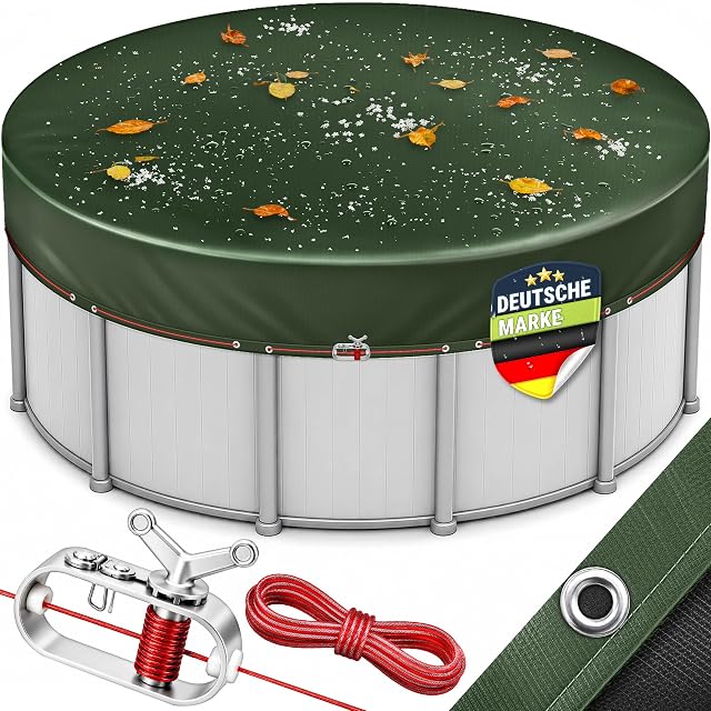 Runde tillvex Premium-Poolabdeckung mit doppelten Aluminiumösen und Spannratsche