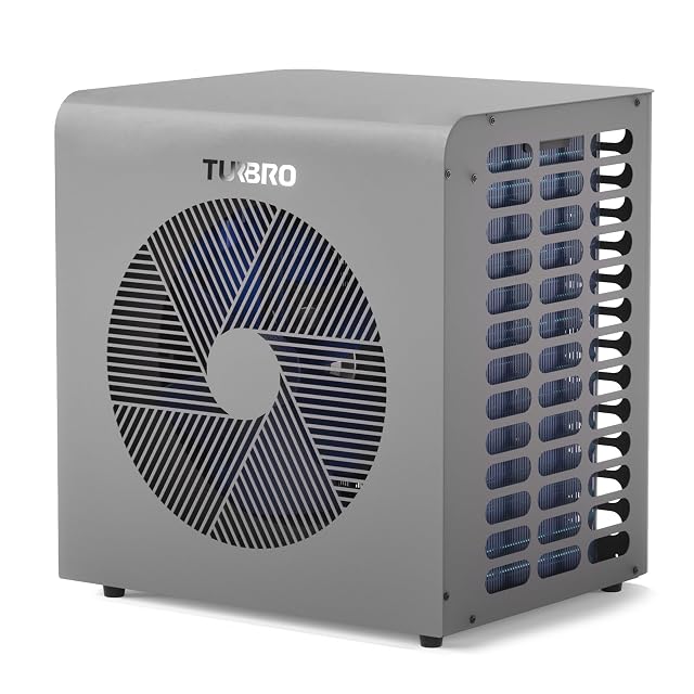 TURBRO-Inverter-Poolwärmepumpe mit mitgelieferten Schlauchschellen und Anschlüssen