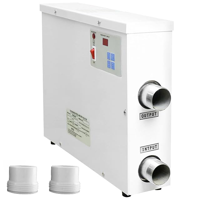 Elektrische TGHY-Durchlaufheizung für Pools mit digitalem Thermostatfeld und aluminiumbeschichtetem Gehäuse