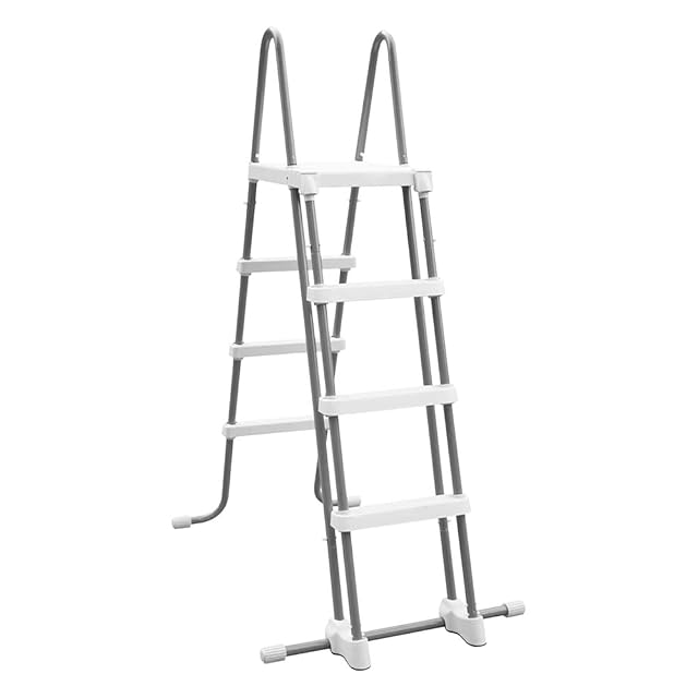 Graue Intex Sicherheitsleiter von 122 cm Höhe mit abnehmbaren Außenstufen und schützenden Fußkappen