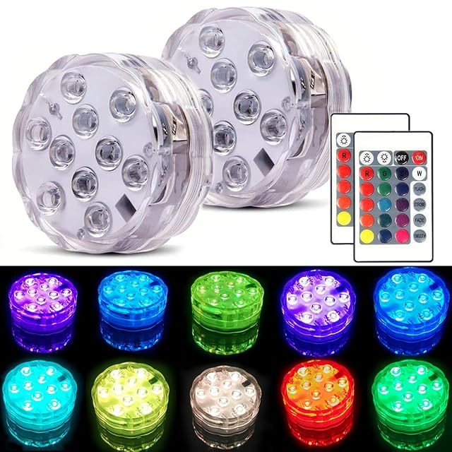 Zwei schwimmende RGB-LED-Poolleuchten von Anziner mit Fernbedienung