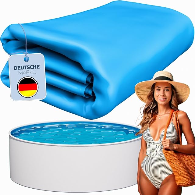 Blaue poolomio PVC-Überlappfolie für ein Stahlwandbecken von 350 mal 90 Zentimetern