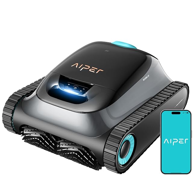AIPER-Scuba-S1-Poolroboter mit Kettenantrieb beim Erklimmen einer Beckenwand